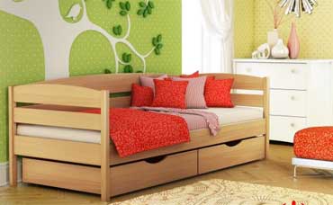 Односпальные деревянные кровати с ящиками
