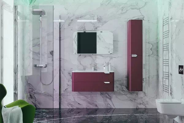 Комплект мебели для ванной Velluto бордовый Botticelli