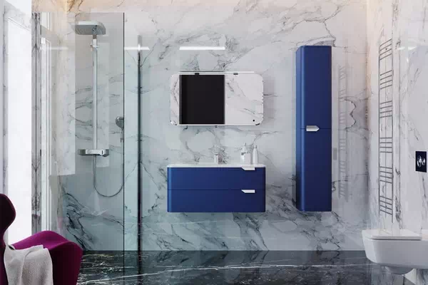 Комплект мебели для ванной Velluto синий Botticelli