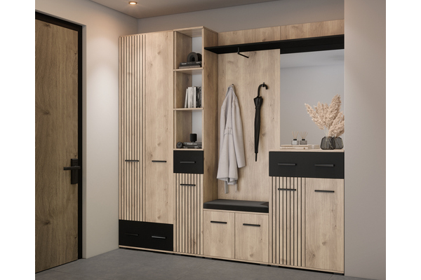 Модульная прихожая Амбре дуб белый Світ Меблів