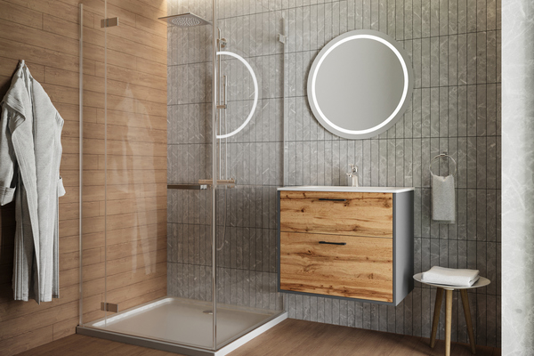 Комплект меблів для ванної Afina антрацит / дуб вотан Ювента