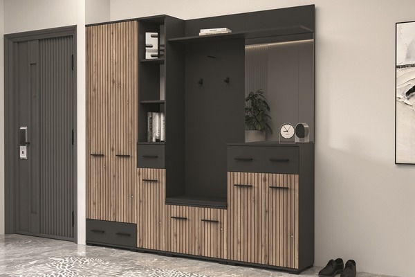 Модульная прихожая Амбре антрацит Світ Меблів