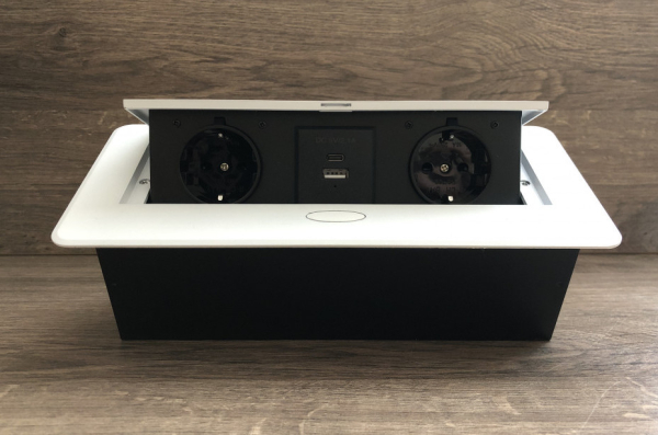 Настільна розетка 2R+USB+Type-C біла Loft Design