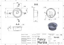 Кухонная мойка Nevada светло-черная Fancy Marble
