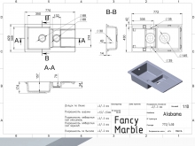 Кухонна мийка Alabama світло-чорна Fancy Marble