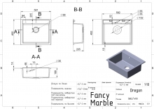 Кухонна мийка Oregon світло-чорна Fancy Marble