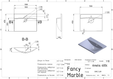 Умивальник Amelia 600 Matt Fancy Marble