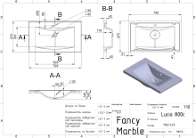 Умивальник Lucia 800 Matt Fancy Marble