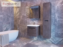 Дзеркальна шафа в ванну кімнату LvrMC-60 камінь структурний Livorno Ювента