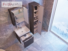 Дзеркальна шафа в ванну кімнату LvrMC-60 камінь структурний Livorno Ювента
