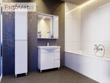 Дзеркальна шафа в ванну кімнату MMC2-65 біла ліва Моніка Ювента