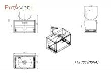 Тумба для ванної з умивальником підвісна Fiji 70 Mona Fancy Marble