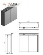 Дзеркальна шафа в ванну кімнату LvrMC-80 сірий структурний Livorno Ювента