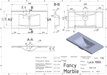 Умивальник Lucia 1000 Matt Fancy Marble