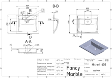 Умивальник Michelle 600 Fancy Marble
