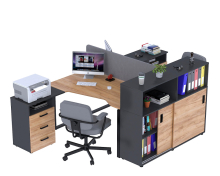 Письмовий стіл подвійний кутовий Open Office ND2U-3S-135 + LSN-141-112 антрацит Loft Design
