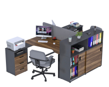 Письмовий стіл подвійний кутовий Open Office ND2U-3S-135 + LSN-141-112 антрацит Loft Design