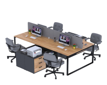 Письмовий стіл чотиримісний кутовий Open Office ND4T-3S-270 антрацит Loft Design