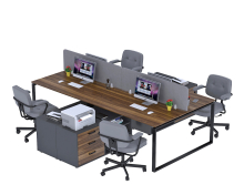 Письмовий стіл чотиримісний кутовий Open Office ND4T-3S-270 антрацит Loft Design