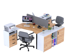 Письмовий стіл подвійний кутовий Open Office ND2U-3S-135 + LT-141-75 білий Loft Design