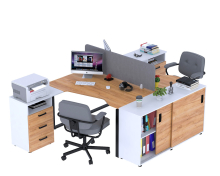 Письмовий стіл подвійний кутовий Open Office ND2U-3S-135 + LS-141-75 білий Loft Design