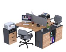 Письмовий стіл подвійний кутовий Open Office ND2U-3S-135 + LT-141-75 антрацит Loft Design