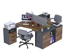 Письмовий стіл подвійний кутовий Open Office ND2U-3S-135 + LT-141-75 антрацит Loft Design