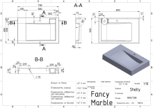 Умивальник Shelly 800 Matt Fancy Marble