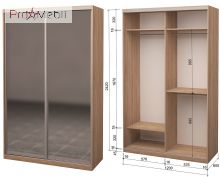 Шафа-купе Roko 2.22.242.60-3 2 дзеркала 120