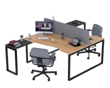 Письмовий стіл подвійний кутовий Open Office ND2U-160 антрацит Loft Design