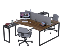 Письмовий стіл подвійний кутовий Open Office ND2U-160 антрацит Loft Design