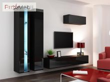 Витрина навесная 180 New Vigo черный матовый/черный глянец Cama