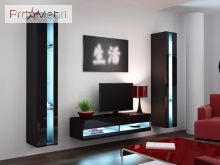 Витрина навесная 180 New Vigo черный матовый/черный глянец Cama