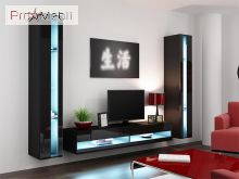 Витрина навесная 180 New Vigo черный матовый/черный глянец Cama