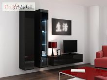 Витрина навесная 180 Vigo черный матовый/черный глянец Cama