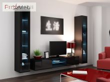 Витрина навесная 180 Vigo черный матовый/черный глянец Cama