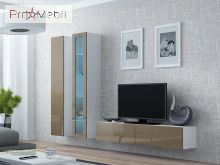 ТВ тумба навесная 140 Vigo белый матовый/латте глянец Cama