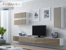 ТВ тумба навесная 140 Vigo белый матовый/латте глянец Cama