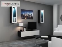 ТВ тумба навесная 140 Vigo черный матовый/белый глянец Cama