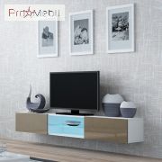ТВ тумба навісна 180 Glass Vigo білий матовий/лате глянець Cama