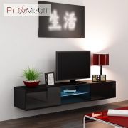 ТВ тумба навесная 180 Glass Vigo черный матовый/черный глянец Cama