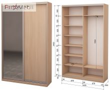 Шкаф-купе Roko 2.62.242.45-1 ДСП зеркало 140