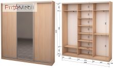 Шафа-купе Roko 3.262.242.45-3 2 ДСП дзеркало 209.2