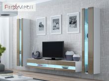 ТВ тумба навесная 180 New Vigo белый матовый/латте глянец Cama