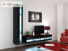 Стенка 8 New Vigo черный матовый/черный глянец Cama