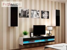 Мини стенка 10 New Vigo белый матовый/черный глянец Cama