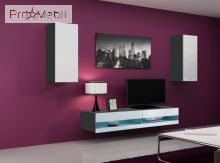 Мини стенка 10 New Vigo серый матовый/белый глянец Cama