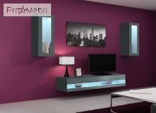 Мини стенка 11 New Vigo серый матовый/серый глянец Cama