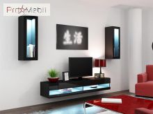 Мини стенка 11 New Vigo черный матовый/черный глянец Cama