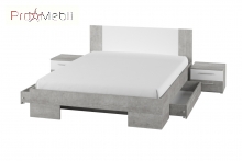 Ліжко Vera бетон колорадо 160 81 з двома приліжковими тумбочками Helvetia